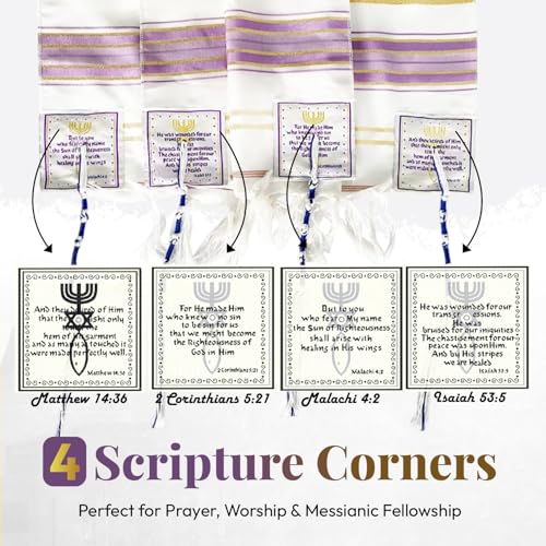 Holy Land Market Messianic Christian Shawl/Tallit - The Messiah Tallit (72 x 22 Inches) - color: Light Purple