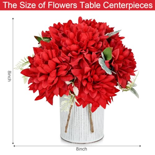 6 Set Pre-Made Flower Table Centerpieces (Red, 6 X Dahlias Table Centerpieces) - color: Red, size: 6 X Dahlias Table Centerpieces