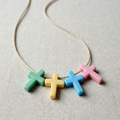 60 Pcs Mini Resin Cross Charms for Jewelry Making, 4 Pastel Colors