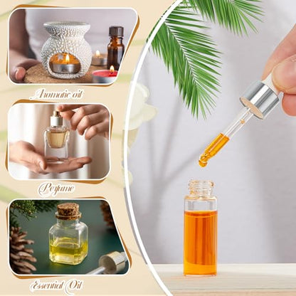Didaey 100 Pcs Mini Glass Oil Dropper Bottle, 5 ml, Classic Silver - color: Classic Silver, size: 5 ml