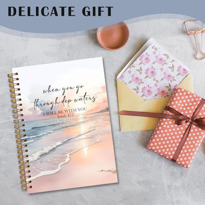 Coastal Christian Spiral Notebooks, Isaiah 43:2 Bible Journal, Scripture Journals for Writing, Christian Gifts for Women Men, Religious Notebook for Note Taking, 5.5x8.3 Inch - color: white Bible Notebook-6