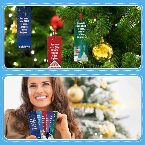 Dispowreath 60 Pcs Christmas Isaiah 9: 6 Religious Christian Bookmarks Church Bookmarks Gift for Teens Men Women Church Home Party Favors - style: Christmas Isaiah 9:6