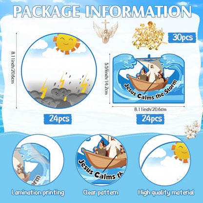 Motipuns Jesus Calms the Storm Craft Kit for Kids Bible Crafts, 24 Sets
