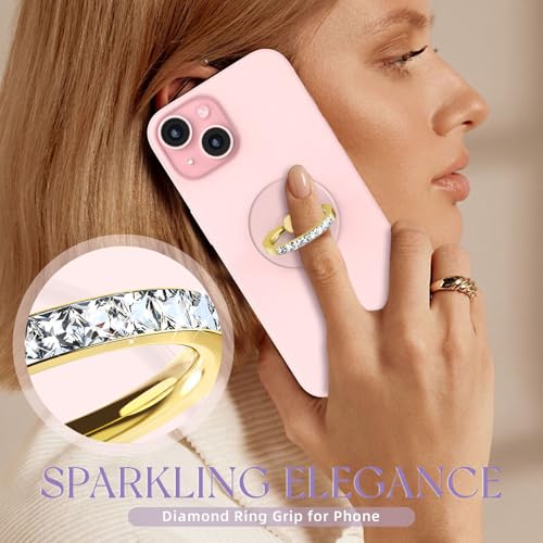 2 Pcs Jsoerpay Clear Phone Ring Holder with Diamond, Gold - color: 2 Gold Diamond
