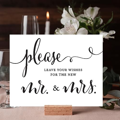Andaz Press Wedding Party Signs, Formal Black and White, 8.5-inch x 11-inch, Please Leave Your Wishes for the New Mr. & Mrs., 1-Pack - color: Please Leave Your Wishes