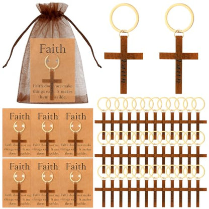 Kigeli 36 Set Christian Cross Keychains Cards, Elegant, Dark Brown - color: Dark Brown, size: Elegant
