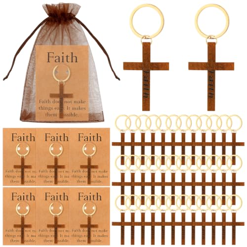 Kigeli 36 Set Christian Cross Keychains Cards, Elegant, Dark Brown - color: Dark Brown, size: Elegant