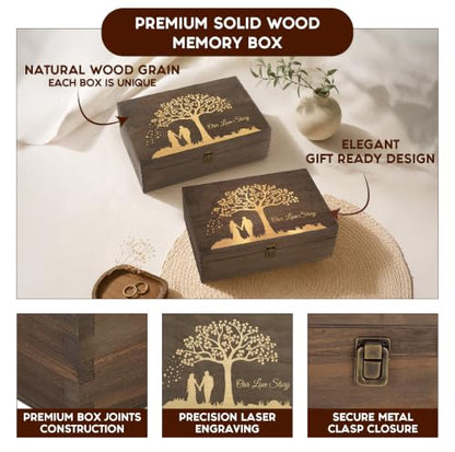 Wedding Engraved Wooden Keepsake Box, Our Love Story Memory Box with Inside Engraving, Wedding Gift Box for Photos, Letters & Precious Couple Memories, X-Large 14.15 x 9.5 x 4.5 Inch - size: X-Large, style: Wedding