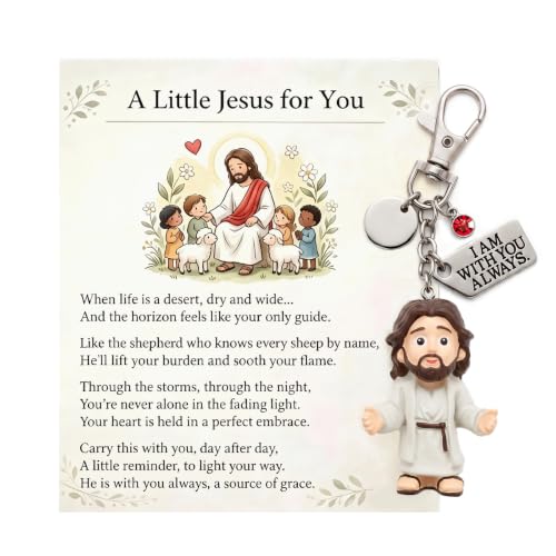 Angyape A Little Jesus for You - Mini Jesus Keychain Backpack Bag Charms Birthstone Charm Inspirational Christian Faith Gifts - color: G：july