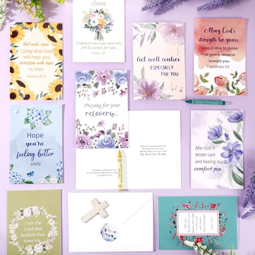 50 Christian Get Well Cards Bulk, 4 x 6 Inch Floral Christian Sympathy Card - style: Watercolor Floral