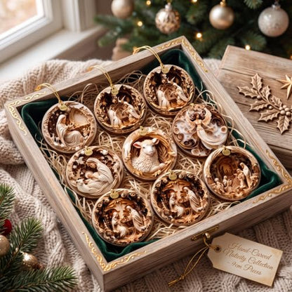 Shellwei 24 Pcs Christmas Ornament Bulk Wooden Nativity Scene Music Sheet - style: Woodland