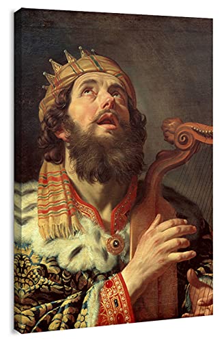Canvas Print Wall Art - King David Playing The Harp, 1622 by Gerard Van Honthorst - 12x18 inches - color: King David Playing the Harp, size: 18"L x 12"W