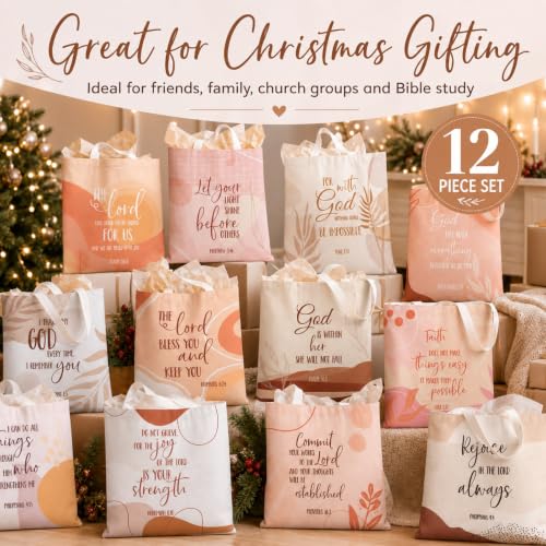 Huhumy 12 Pcs Cchristian Bible Tote Bags for Women, Canvas Bag, Boho - style: Boho