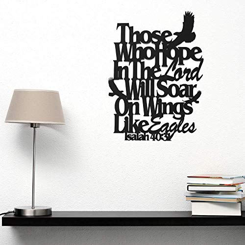 Inspirational Word Art, Christian Faith Biblical Verse Wall Sign, Hand-Made Wooden Decoration Plaque for Home, Office, Church (Those Who Hope In The Lord) - color: Hope In The Lord