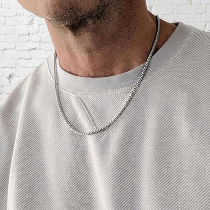 HZMAN Stainless Steel Wheat Chain for Men Women，Waterproof Necklace - color: 3mm Silver, size: 26In