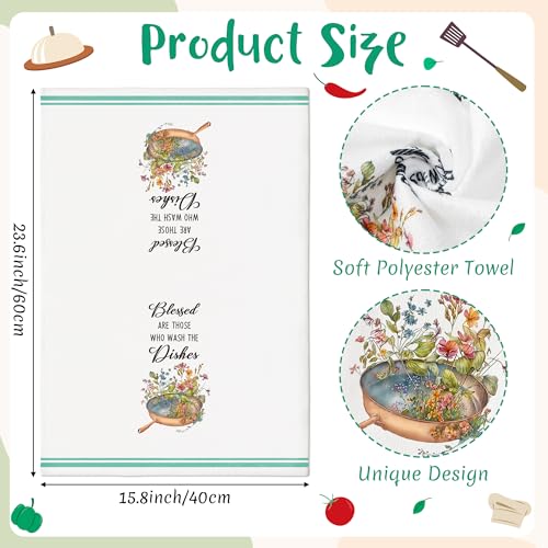 5Pcs Funny Country Kitchen Dish Towel Set, Absorbent Floral Kitchen Dish Tea Towels Quick Dry Cloth, Cute House Bath Bar Hand Dishcloths Decorative Christmas Birthday Gift for Mom Women Friend