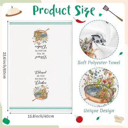 5Pcs Funny Country Kitchen Dish Towel Set, Absorbent Floral Kitchen Dish Tea Towels Quick Dry Cloth, Cute House Bath Bar Hand Dishcloths Decorative Christmas Birthday Gift for Mom Women Friend