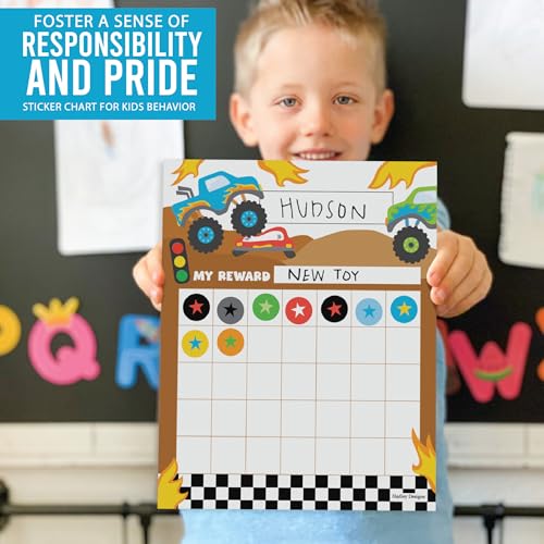 Sticker Chart for Kids Behavior at Home and Back to School Reward Charts - color: Monster Truck