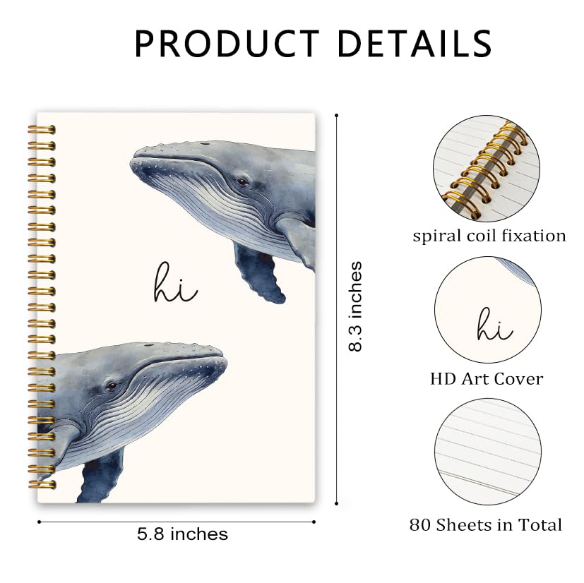 Cute Ocean Animal Humpback Whale Gift Journal Notebook for Women Girl - color: HumpbackWhale