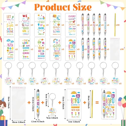 ANGOLIO Christian Inspirational Bible Verses Gifts - 230P Religious Inspirational Bookmarks Colorful Christian Pens Keychains Scripture Stationery Gift for Kids Sunday School Church Classroom Supplies - style: Bible Verse