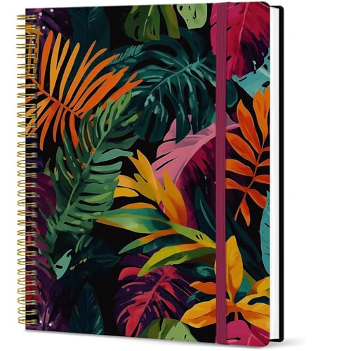 Taja Large Spiral Lined Journal for Women and Men, Notebook for Work - color: L-Tropical Palms