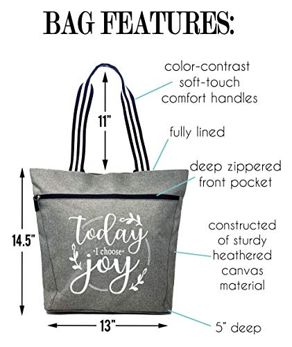 Brooke & Jess Designs Church Bags for Women - Bible Tote Bags for Women, Large Tote Bag for Womens with Zipper - color: Gray