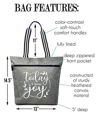 Brooke & Jess Designs Church Bags for Women - Bible Tote Bags for Women, Large Tote Bag for Womens with Zipper - color: Gray