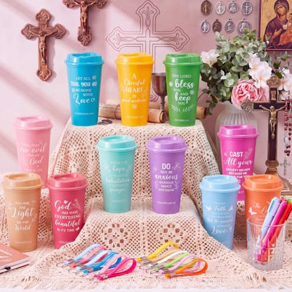 Skylety 12 Set Christian Gifts Bulk Scripture Cup Set, Soft Color - color: Soft Gradient