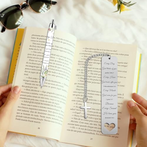 Bible Book Mark for Women, Every Day Metal Christian Gift Set with Pen - style: Every Day