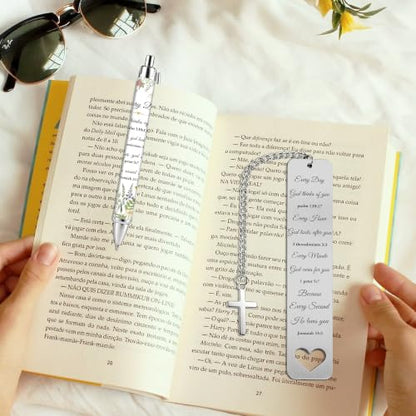 Bible Book Mark for Women, Every Day Metal Christian Gift Set with Pen - style: Every Day