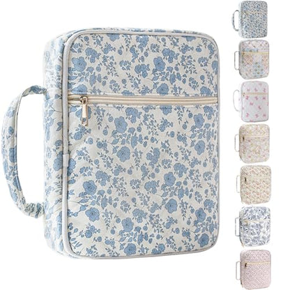 Bible Cover for Women (Blue Flower, Large) - color: A2 Blue Flower
