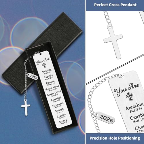 Bible Bookmark, Kaluofan 2026 Christian Bookmarks for Women, Bookmarks for Women, Baptism Gifts for Girl, First Communion Gifts for Girls, Back to School Coming of Age Gifts, Graduation Gifts