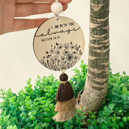 Christian Car Charm Cute Rear View Mirror Accessories for Women - color: Brown