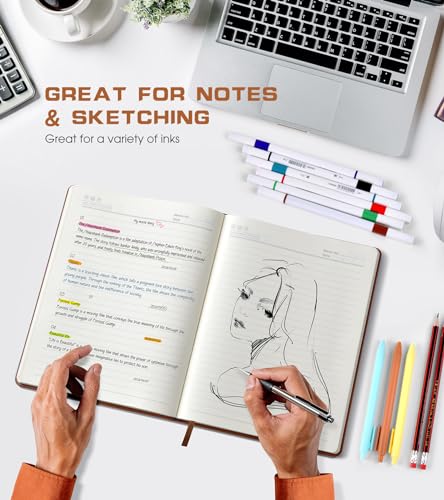 Biuwory Leather Journal Notebook, 256 Thick Lined Pages, Hardcover 8.6"×11" - color: Brown, size: Lined-256 Pages (8.6"×11")