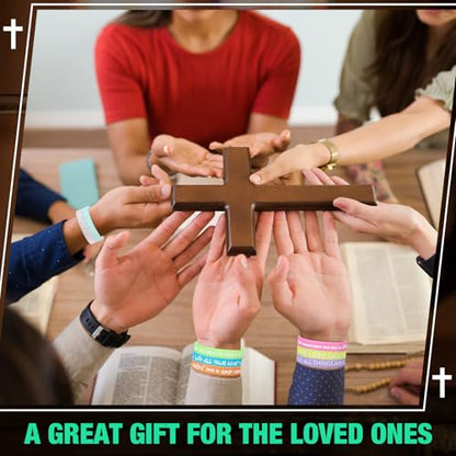 Ecation 200 Pack Glow in the Dark Silicone Bible Verse Bracelets Bulk, Inspirational Scripture Wristbands for Church Groups, Sunday School, Religious Events - Christian Gift Ideas - color: Bright Color
