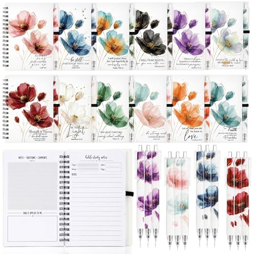 Resurhang 24 Sets/48 Pcs Christian Journals with Pens, Faith in Bloom - style: Faith in Bloom