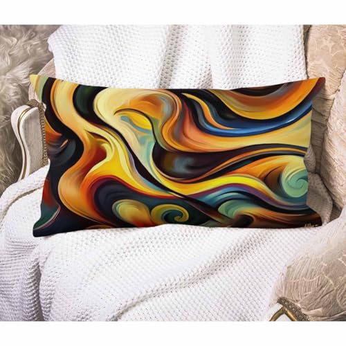 EKOBLA Guitar Decorative Pillow Cover Inner Melody Series Abstract Colorful Artwork Musical Notes Oblong Rectangle Throw Waist Pillow Case Cushion Cases for Sofa Bedroom Living Room 12x20 Inches - color: Multi-bs04