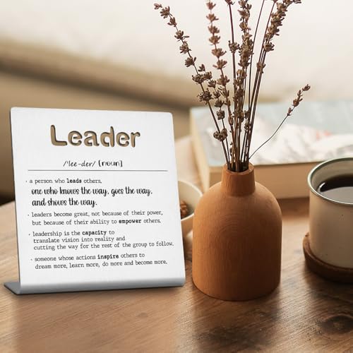 FOKCBOCM Thank You Leader Gifts for Boss Mentor Teacher Retirement Farewell Going Away New Job Leaving Gift Birthday for Leader Mentor Leader Definition Decorative Sign. - style: Leader