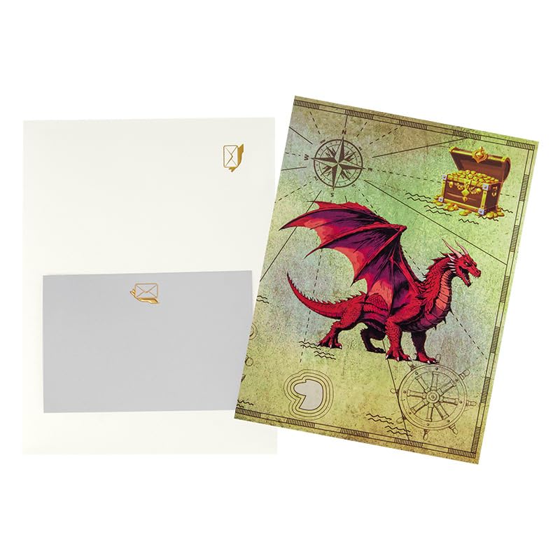 3D Pop Up Interesting Cards for men - Dragon Greeting Card - color: Fire-breathing dragon