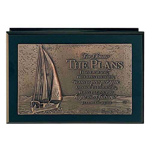Lighthouse Christian Products I Know The Plans Bronze Tone 8.5 Inch Resin Stone Sculptured Plaque Box - style: Sculpture Box