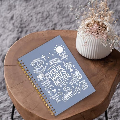 OHDCE Light Blue Christian Spiral Notebook Journal 5.5x8.3in, Religious Faith Based Bible Verse Spiral Notebook Journal for Note Taking, Christian Faith Based Gifts, 5.5x8.3 Inch - color: Your way’s batter