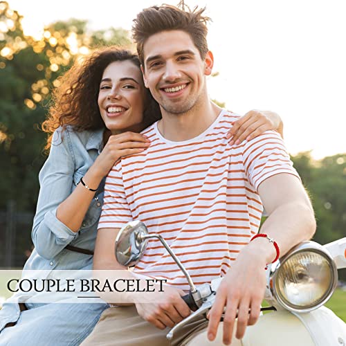 Sureio 2 Pcs Christian Cross Matching Bracelets for Women Men - color: Red/ Black