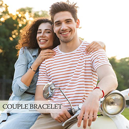 Sureio 2 Pcs Christian Cross Matching Bracelets for Women Men - color: Red/ Black