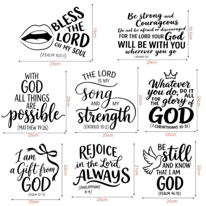 8Pcs Assorted Inspirational Bible Verse Vinyl Wall Stickers