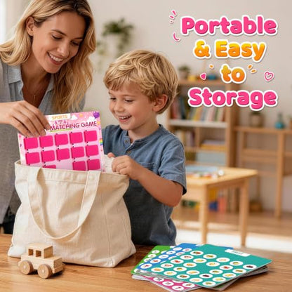 Matching Memory Game for Kids, Pink - color: Pink
