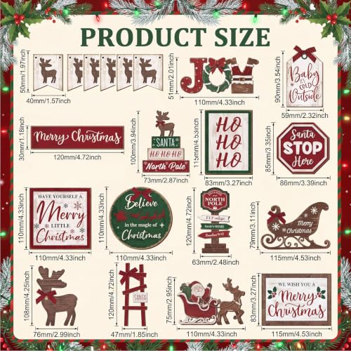 Vercraft Christmas Tiered Tray Decor Xmas Wooden Table Decor, Reindeer - style: Reindeer