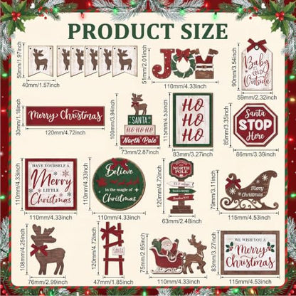 Vercraft Christmas Tiered Tray Decor Xmas Wooden Table Decor, Reindeer - style: Reindeer