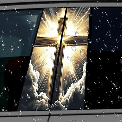 1 Pair Jesus Car B-Pillar Decals, Cross Car Center Pillar Stickers, Waterproof Vinyl Christian Vehicle Door Pillar Sticker Scratch Cover Sticker for Car Auto SUV (Luminous Cross) - color: Luminous Cross