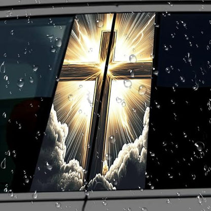 1 Pair Jesus Car B-Pillar Decals, Cross Car Center Pillar Stickers, Waterproof Vinyl Christian Vehicle Door Pillar Sticker Scratch Cover Sticker for Car Auto SUV (Luminous Cross) - color: Luminous Cross
