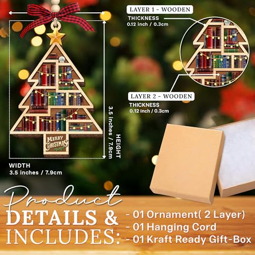 HEXMOZ Book Lover Christmas Ornaments 2026 - Book Lovers Gifts for Women - color: Book Lover